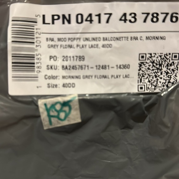 NWT,Savage X Fenty,MOD POPPY UNLINED Lace bra, MORNING GREY FLORAL LACE - Picture 6 of 6